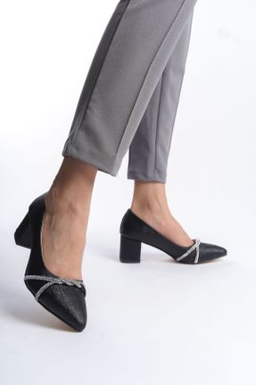 کفش مجلسی مشکی زنانه چرم مصنوعی پاشنه ضخیم پاشنه متوسط ( 5 - 9 cm ) کد 805000530