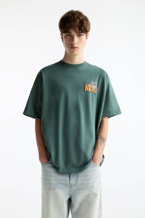 تی شرت سبز مردانه یقه گرد پنبه (نخی) کد 839697691