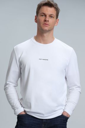 تی شرت سفید مردانه رگولار یقه گرد تکی کد 761632462