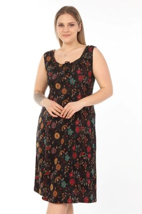 لباس قهوه ای زنانه بافت پنبه (نخی) طرح گلدار سایز بزرگ بند دار کد 92985884