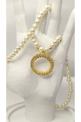 گردنبند جواهر سفید زنانه روکش طلا کد 817323330