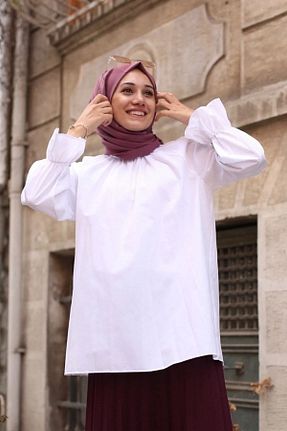 پیراهن حجاب سفید زنانه اورسایز CNG MODA - کد 727962426