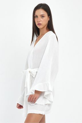 کیمونو سفید زنانه بافتنی بلند کد 772340722