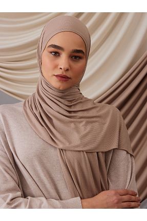 روسری بژ پنبه ای Femple Modest - کد 835917085
