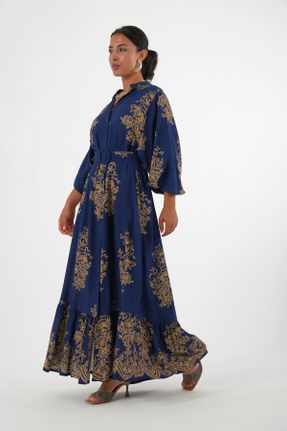 لباس سرمه ای زنانه بافتنی پنبه (نخی) اورسایز آستین-بلند کد 838246377