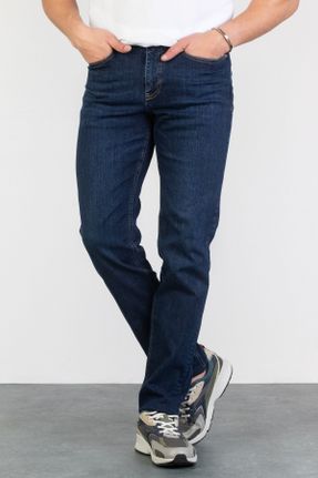 شلوار آبی مردانه جین پاچه لوله ای فاق نرمال رگولار کد 785552558