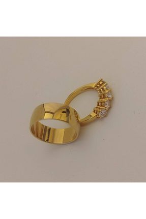 انگشتر استیل (فولاد) طلائی زنانه استیل (فولاد) TAKI TASARIM - کد 36986363