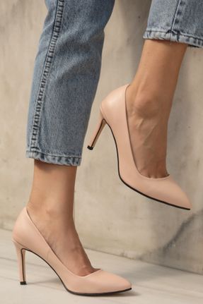 کفش پاشنه بلند کلاسیک بژ زنانه چرم مصنوعی پاشنه نازک پاشنه متوسط ( 5 - 9 cm ) کد 32170340