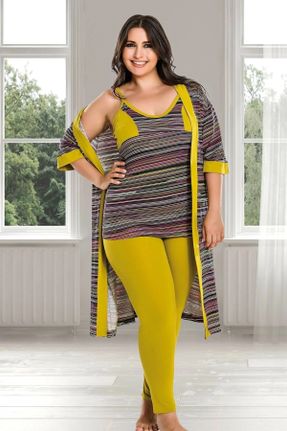 ست لباس راحتی زرد زنانه طرح هندسی کد 44700255