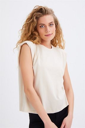 تیشرت بژ زنانه رگولار Quzu - کد 50842666