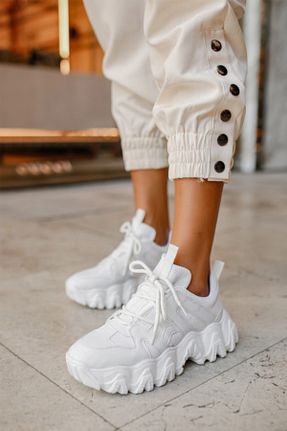 کفش اسنیکر سفید زنانه بند دار MYPOPPİSHOES - کد 51086409