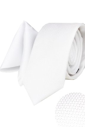 کراوات سفید مردانه İnce پلی استر کد 122690755