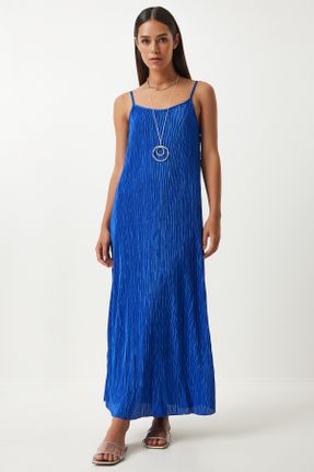لباس آبی زنانه بافتنی رگولار بند دار کد 839636850