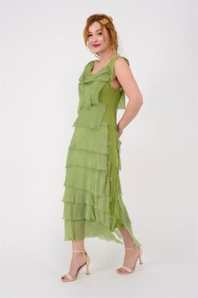 لباس سبز زنانه بافتنی ابریشم اورسایز کد 690801493