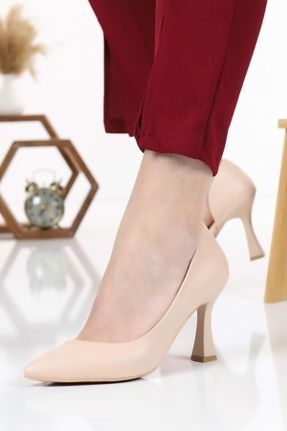 کفش پاشنه بلند کلاسیک بژ زنانه ساتن پاشنه کوتاه ( 4 - 1 cm ) پاشنه ساده کد 443995715
