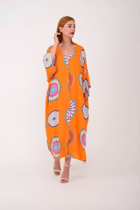 لباس نارنجی زنانه بافتنی اورسایز کد 363616995