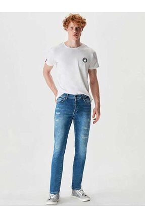 شلوار جین آبی مردانه پاچه تنگ فاق افتاده جین اسلیم استاندارد کد 130662207