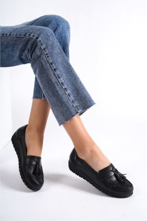 کفش کژوال مشکی زنانه چرم طبیعی پاشنه کوتاه ( 4 - 1 cm ) پاشنه ساده کد 704542482