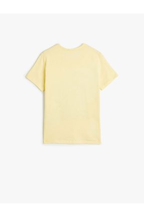 تی شرت زرد بچه گانه رگولار یقه گرد پنبه (نخی) تکی کد 799769543