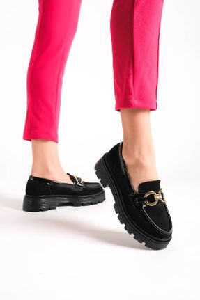 کفش لوفر مشکی زنانه چرم مصنوعی پاشنه کوتاه ( 4 - 1 cm ) کد 775969398