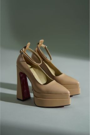 کفش مجلسی بژ زنانه پاشنه بلند ( +10 cm) پاشنه پلت فرم کد 444439630