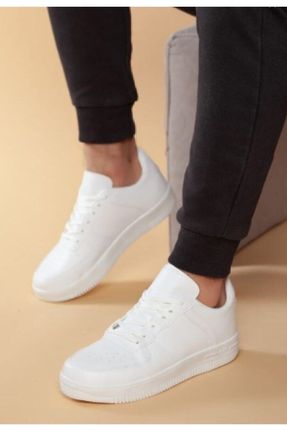 کفش اسنیکر سفید زنانه بند دار پارچه نساجی کد 46563277