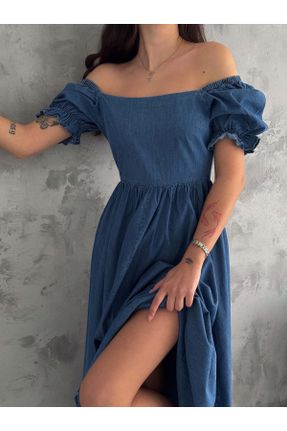لباس آبی زنانه جین جین جین آستین-کوتاه کد 839542534