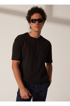 تی شرت مشکی مردانه یقه گرد رگولار تکی کد 685198091