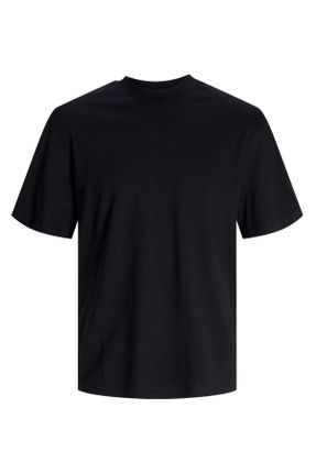 تی شرت مشکی مردانه ریلکس یقه گرد کد 837328948