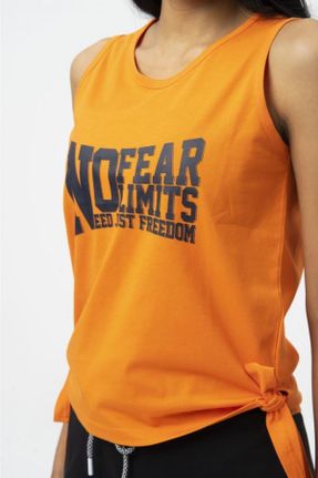 تی شرت نارنجی زنانه Fitted یقه گرد تکی پوشاک ورزشی کد 668914795