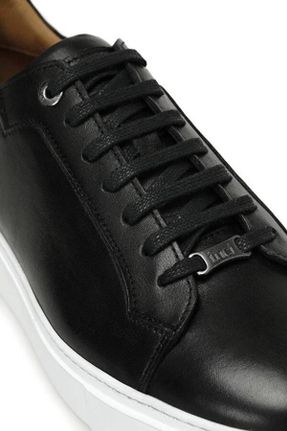 کفش اسنیکر مشکی مردانه چرم طبیعی بند دار چرم طبیعی کد 815998365