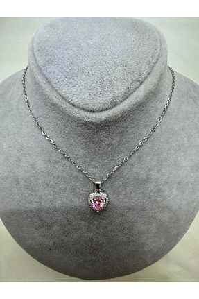 گردنبند استیل ( فولاد ) صورتی زنانه استیل (فولاد) CT STONES - کد 830262846