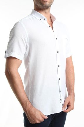 پیراهن سفید مردانه اسلیم فیت پنبه - ویسکون - پلی استر کد 759769637