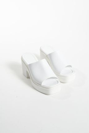 دمپائی سفید زنانه پاشنه پلت فرم پاشنه متوسط ( 5 - 9 cm ) کد 839641668