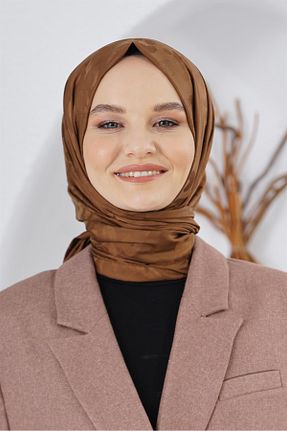 شال قهوه ای زنانه پنبه ای Loryan - کد 797916354