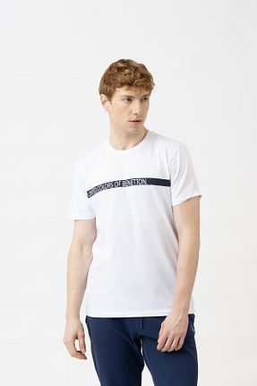 تیشرت سفید مردانه اسلیم فیت Benetton - کد 839691938
