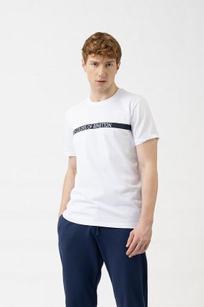تیشرت سفید مردانه اسلیم فیت Benetton - کد 839691938