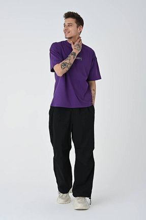 تیشرت بنفش مردانه اورسایز TAFFWEARS - کد 743907612