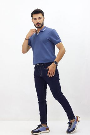 شلوار جین سرمه ای مردانه پاچه تنگ GZT TEKSTİL - کد 839733887