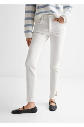 شلوار جین سفید زنانه پاچه رگولار استاندارد کد 748876514