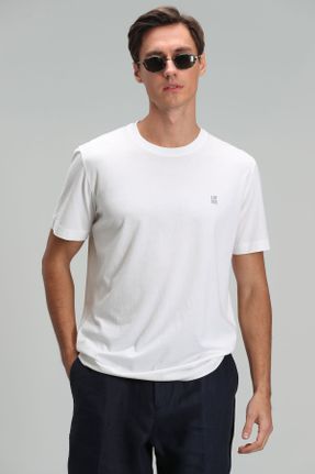 تی شرت سفید مردانه رگولار یقه گرد تکی کد 670309098