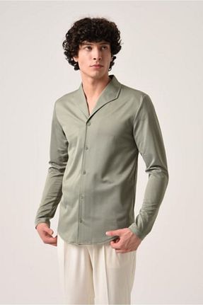 پیراهن خاکی مردانه یقه آپاژ zemra style - کد 818713221