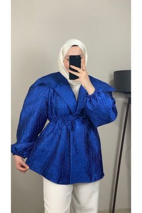 کت آبی زنانه پارچه ای بدون جیب بدون آستر کد 834592921