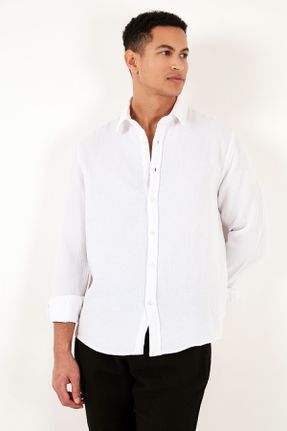 پیراهن سفید مردانه رگولار یقه پیراهنی کد 810683295