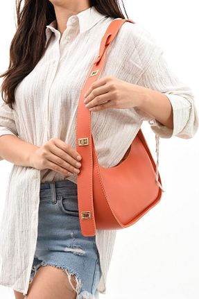 کیف دوشی نارنجی زنانه چرم مصنوعی NBİBAGS - کد 838049499