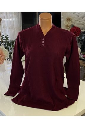 پلیور زرشکی زنانه طرح دار BİLGENS BUTİK - کد 792692739