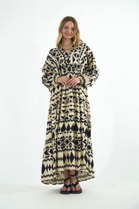لباس بژ زنانه پنبه (نخی) اورسایز آستین-بلند بیسیک کد 825534095