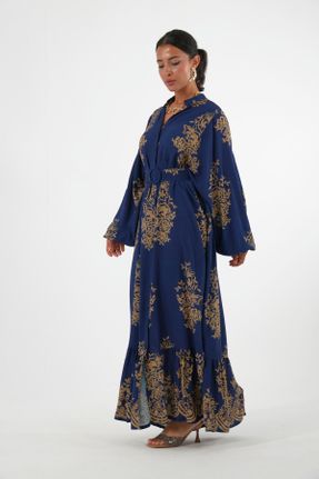 لباس سرمه ای زنانه بافتنی پنبه (نخی) اورسایز آستین-بلند کد 838246377