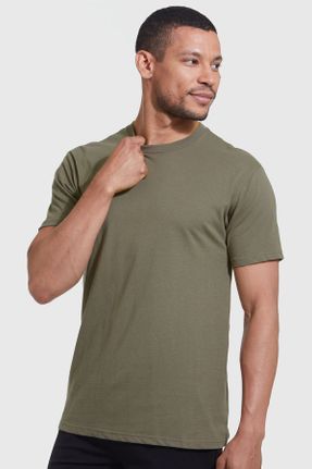 تی شرت خاکی مردانه اسلیم فیت یقه گرد تکی بیسیک کد 833294299