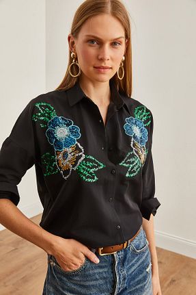 پیراهن مشکی زنانه رگولار Olalook - کد 840047078